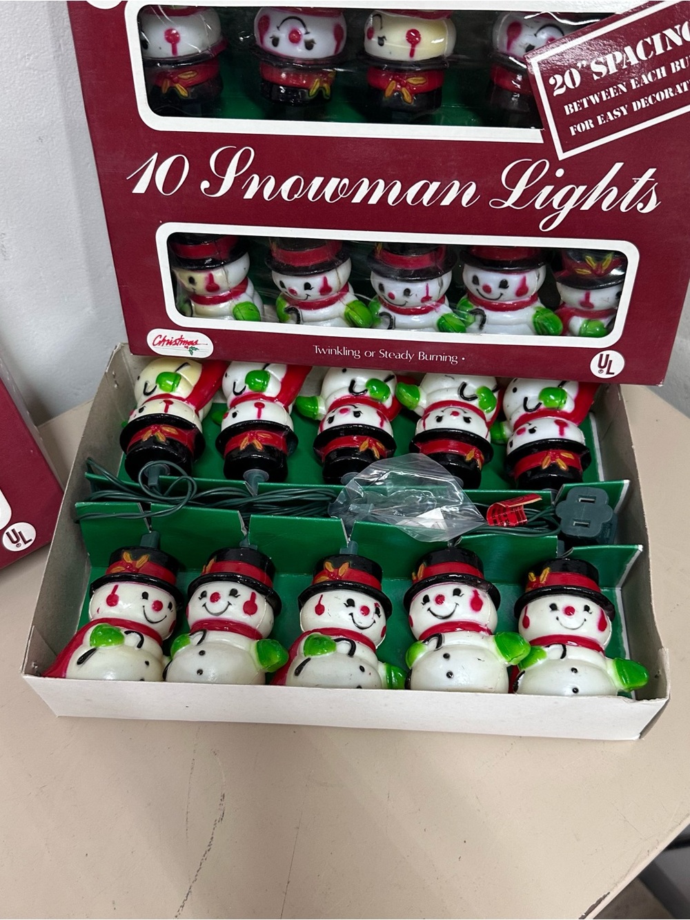 Vintage blow mold Christmas snowman string lights retro 80s cottage NOT working